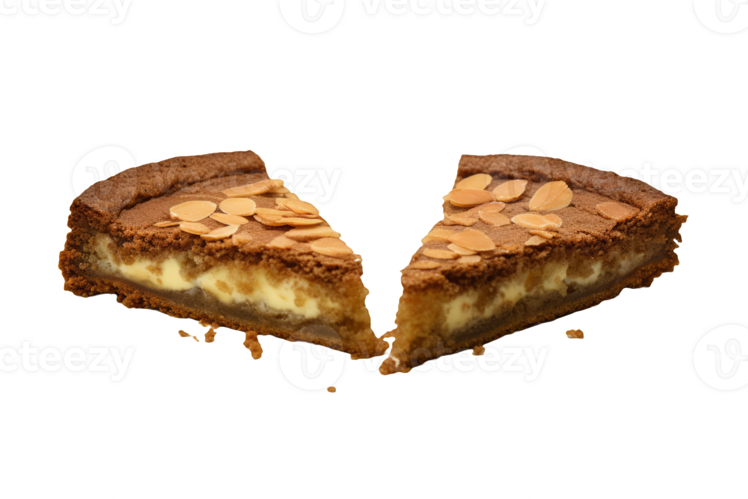 Two slices of Dutch pie pastry with almond for Sinterklaas isolated on transparent background png