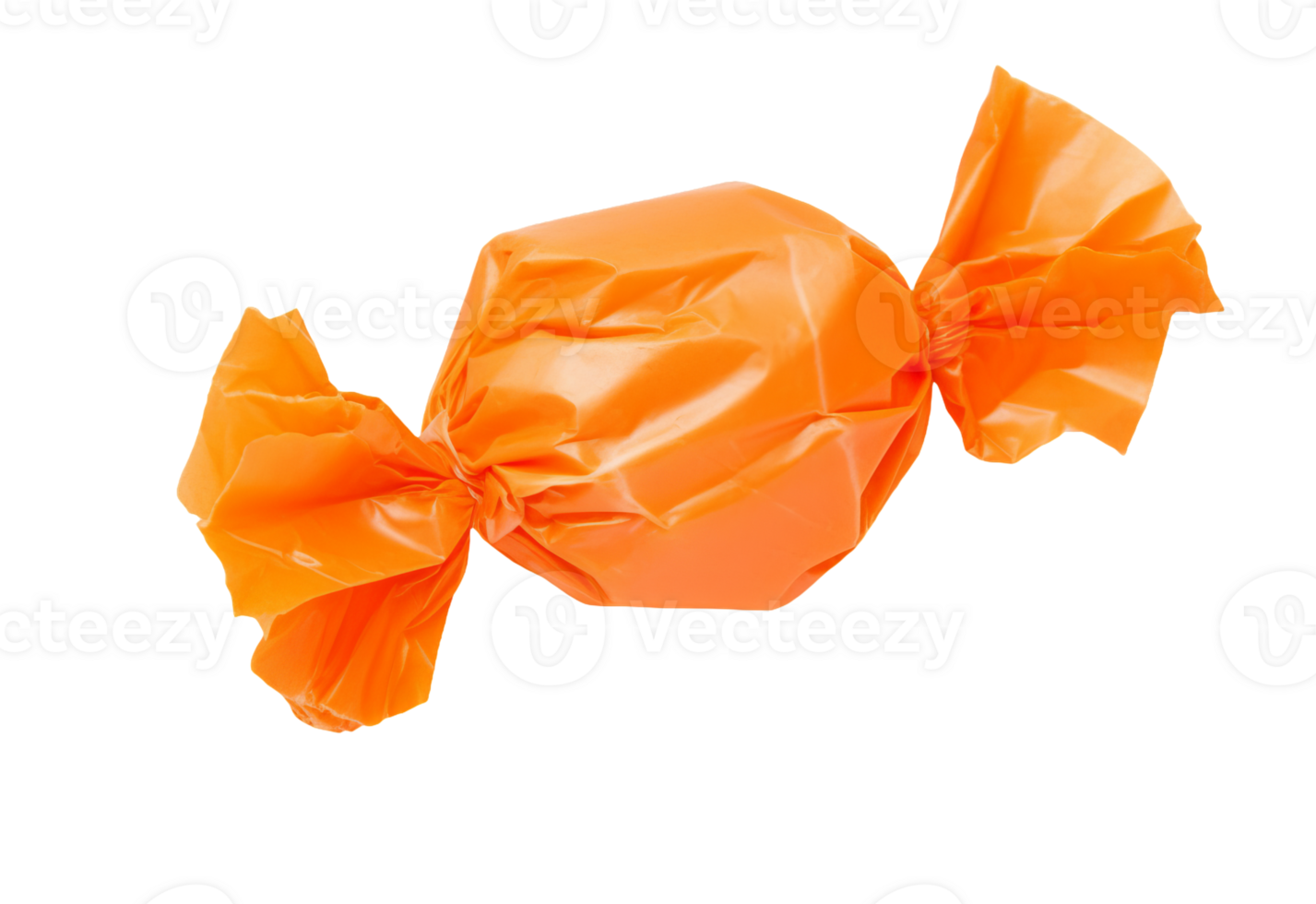 Candy wrapped in orange paper isolated on transparent background png