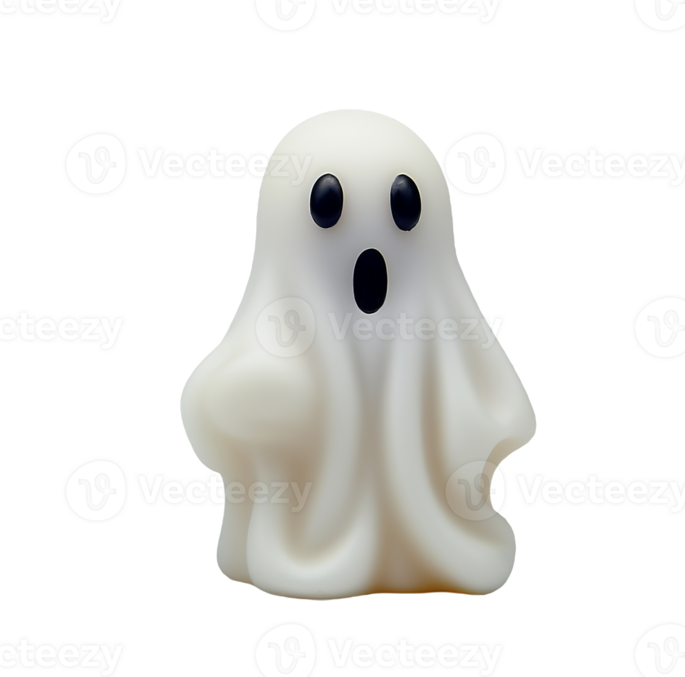 3D cartoon halloween ghost figure isolated on transparent background png