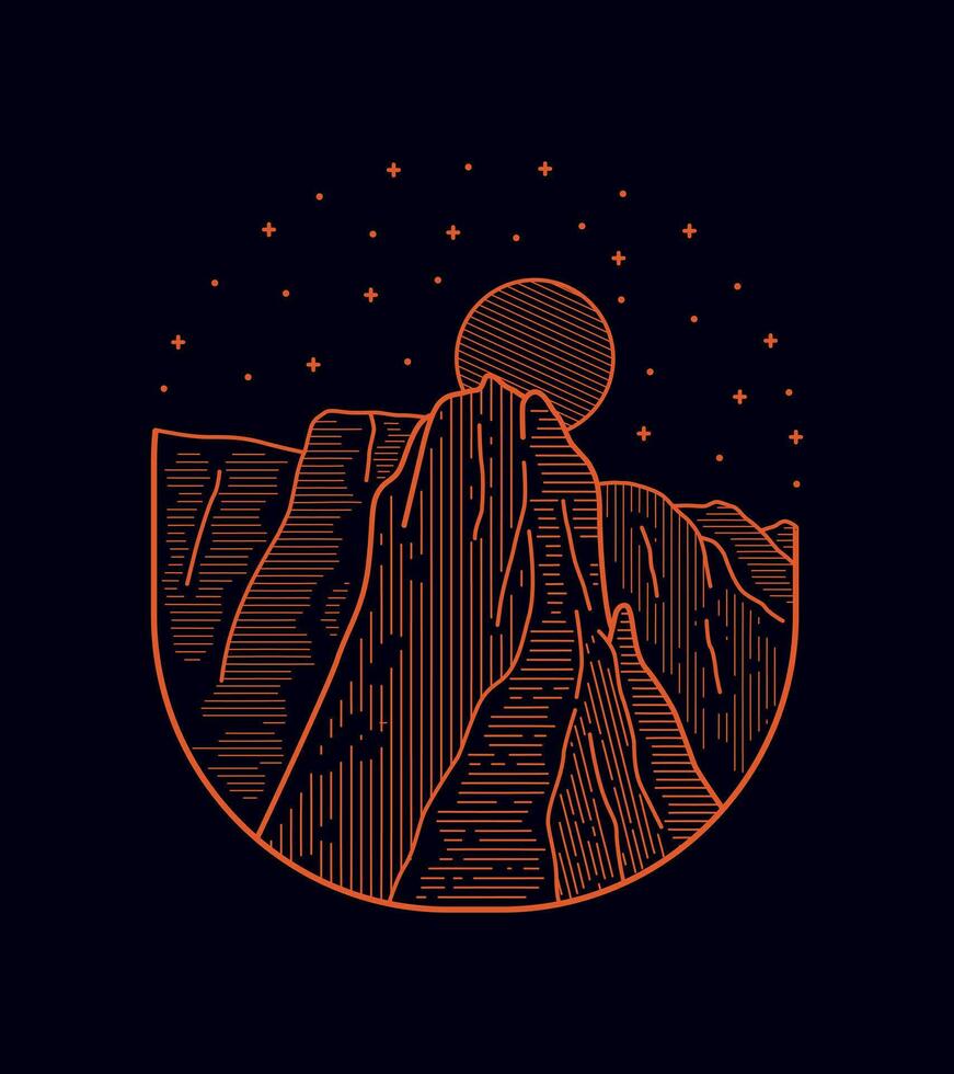 Angles Landing Zion National Park mono line vector illustration