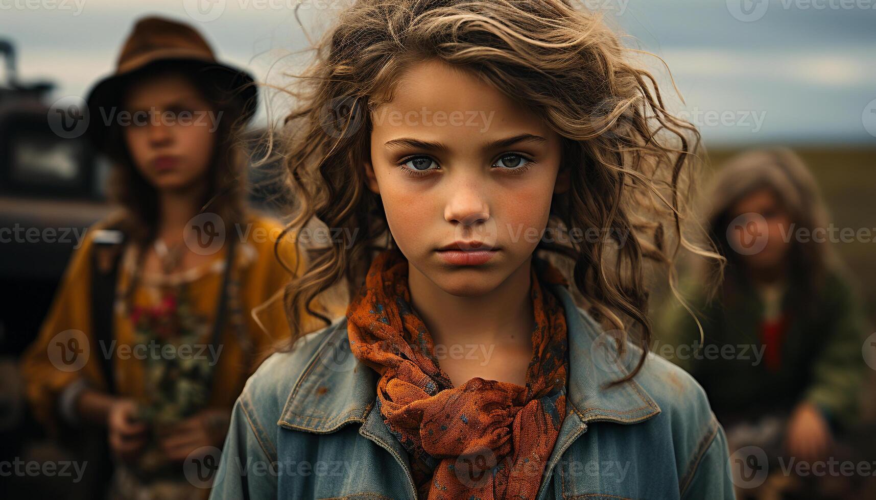 Young women smiling, looking at camera, enjoying nature together generated by AI photo