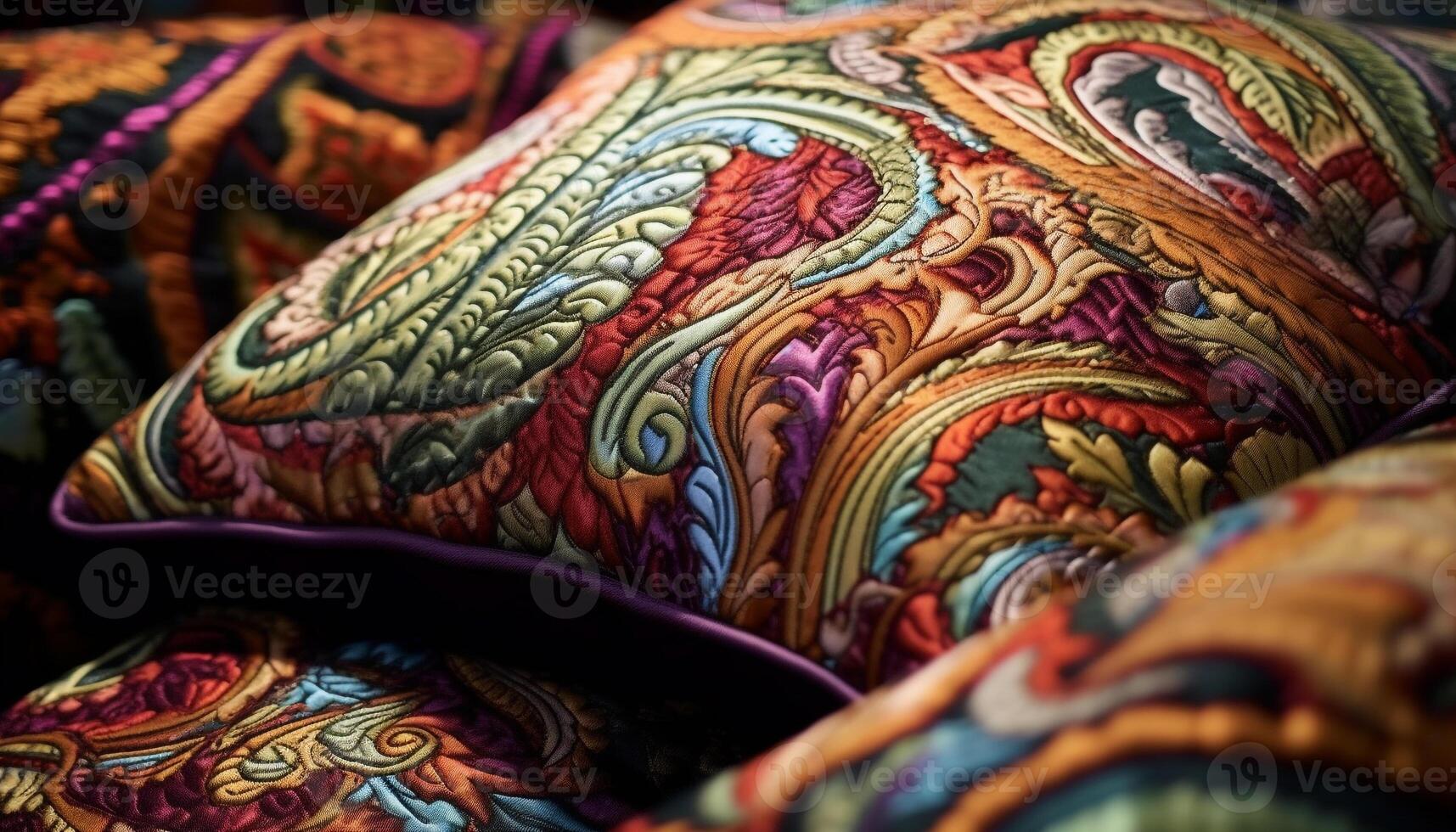 Multi colored textile pattern, decoration of cultures, silk craft generated by AI photo