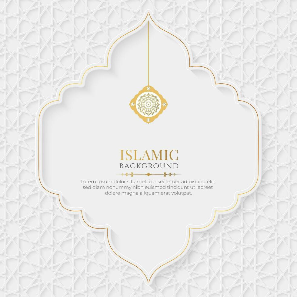 Islamic Arabic White and Golden Luxury Ornamental Background with Arabic Pattern and Decorative Ornament vector