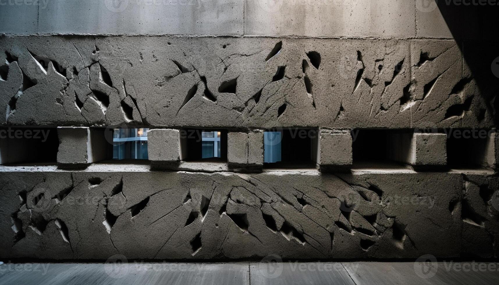 Dirty concrete wall, old building feature, rusty steel window generated by AI photo