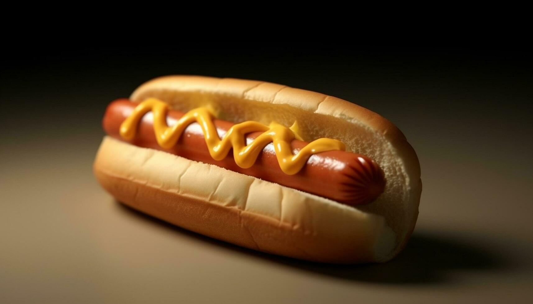 Grilled hot dog on bun, a classic American meal generated by AI photo