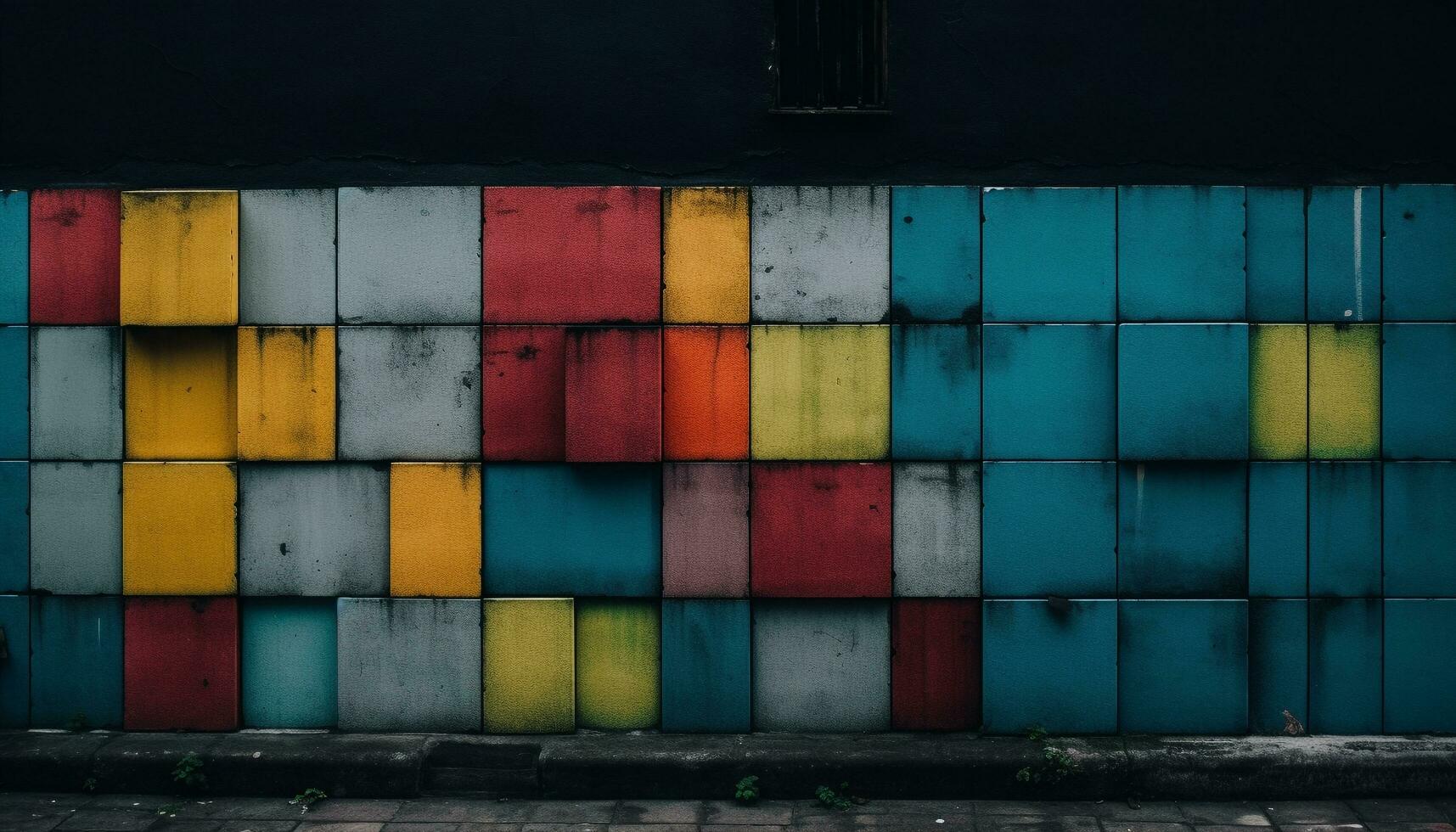 Old rusty metal building with abstract pattern, weathered and damaged generated by AI photo