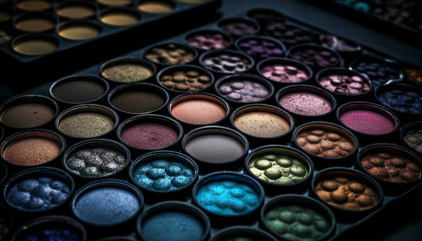 un vibrante colección de multi de colores sombra paletas para atractivo hacer arriba generado por ai foto