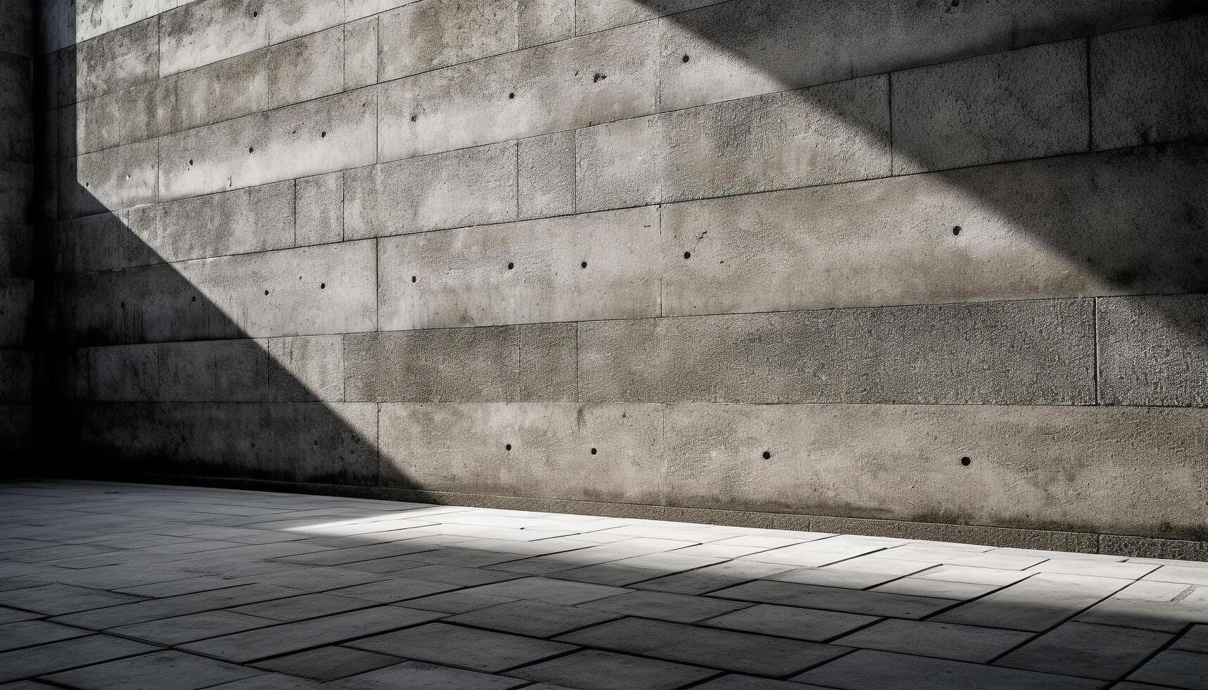 Abstract modern design, clean concrete walls, empty room, dimly lit generated by AI photo