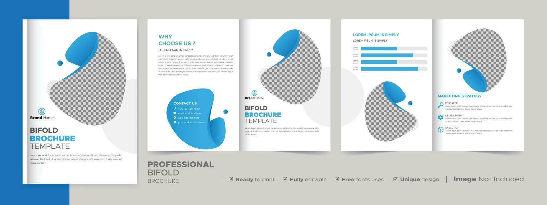 Business Bifold Brochure Template, Catalog, Booklet Template Design. Fully Editable. vector