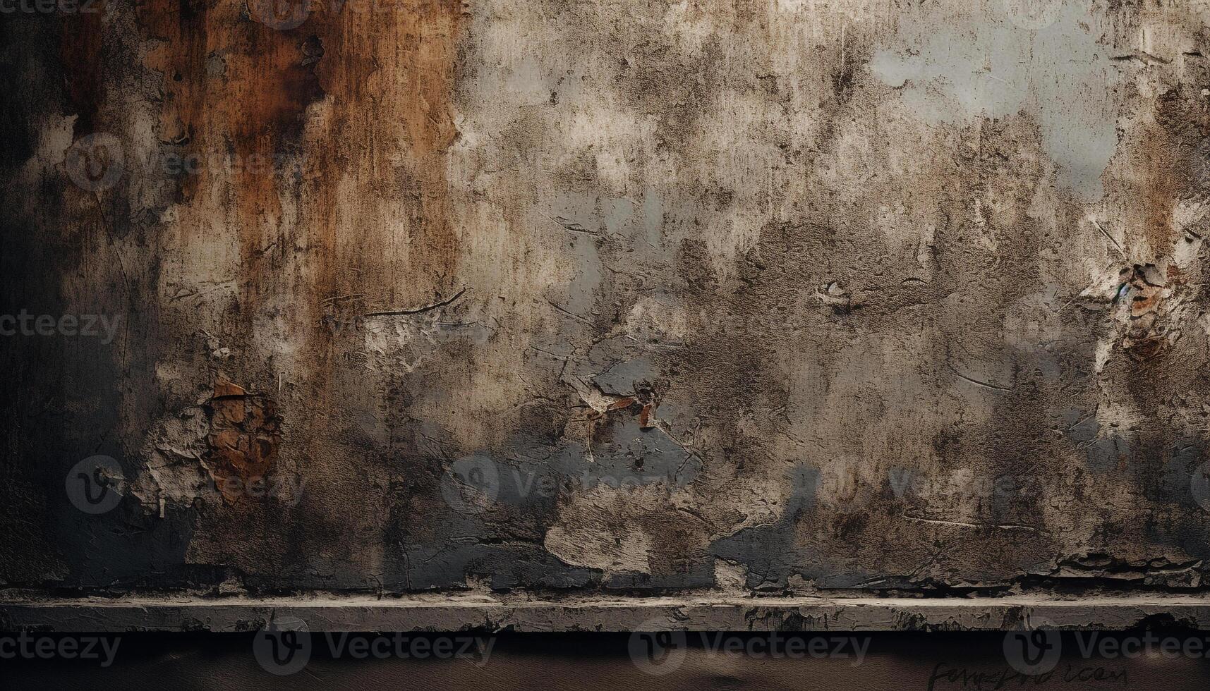 Dirty old wall with rusty damaged abstract stained grunge pattern generated by AI photo