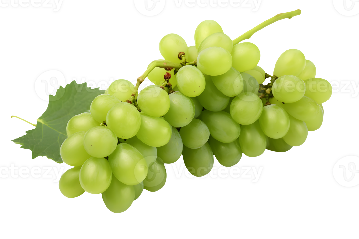 cluster of white grapes on a transparent background AI Generated png