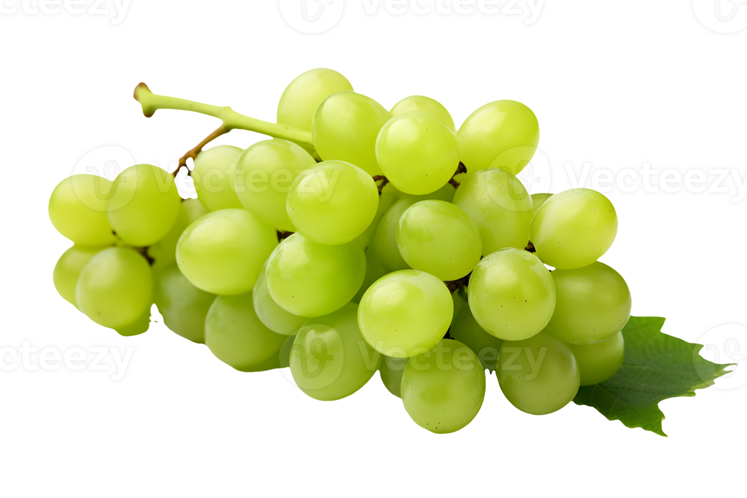 cluster of white grapes on a transparent background AI Generated png