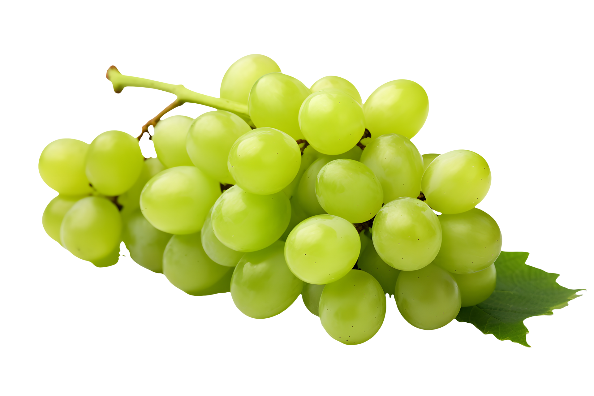 cluster of white grapes on a transparent background AI Generated