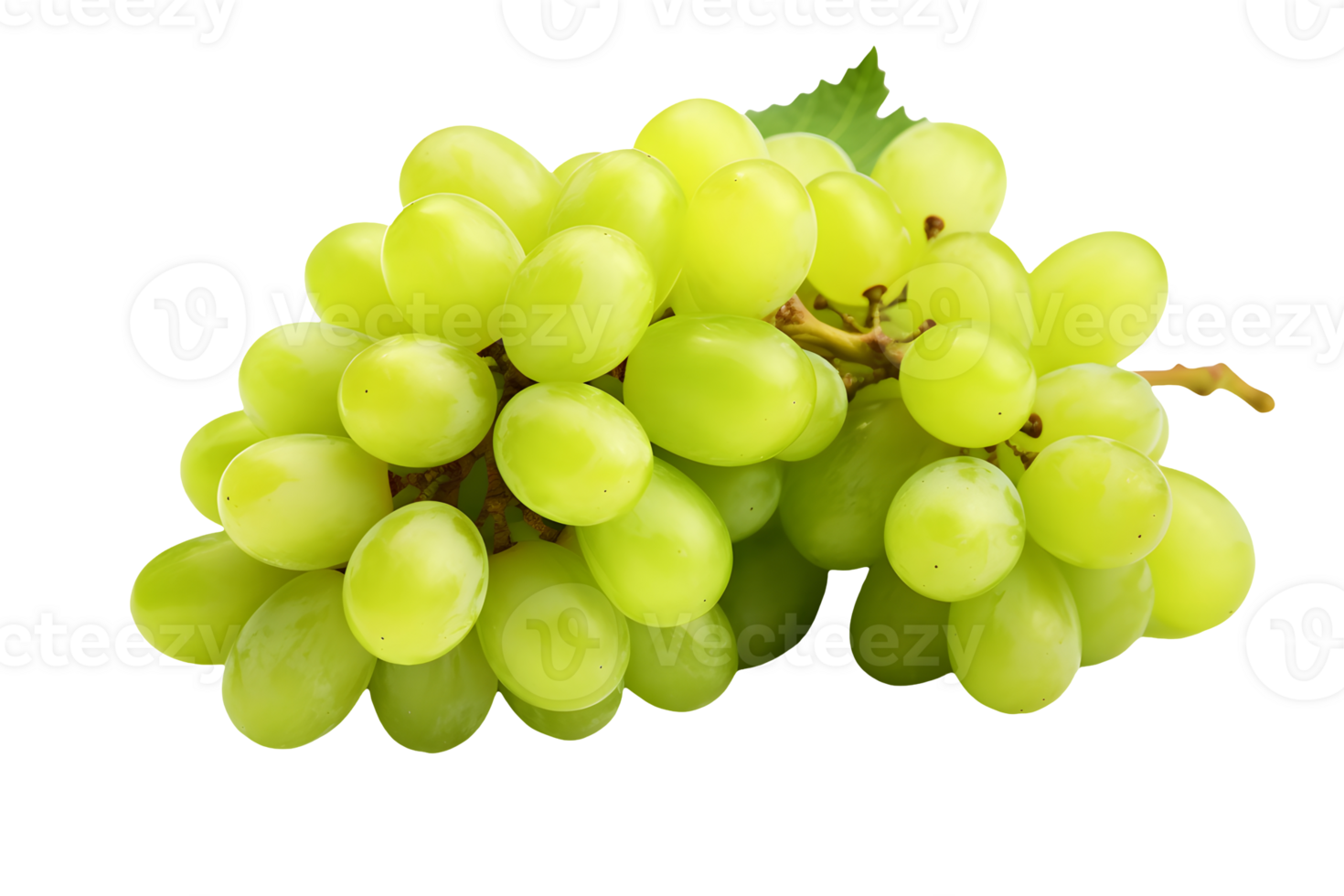 cluster of white grapes on a transparent background AI Generated png