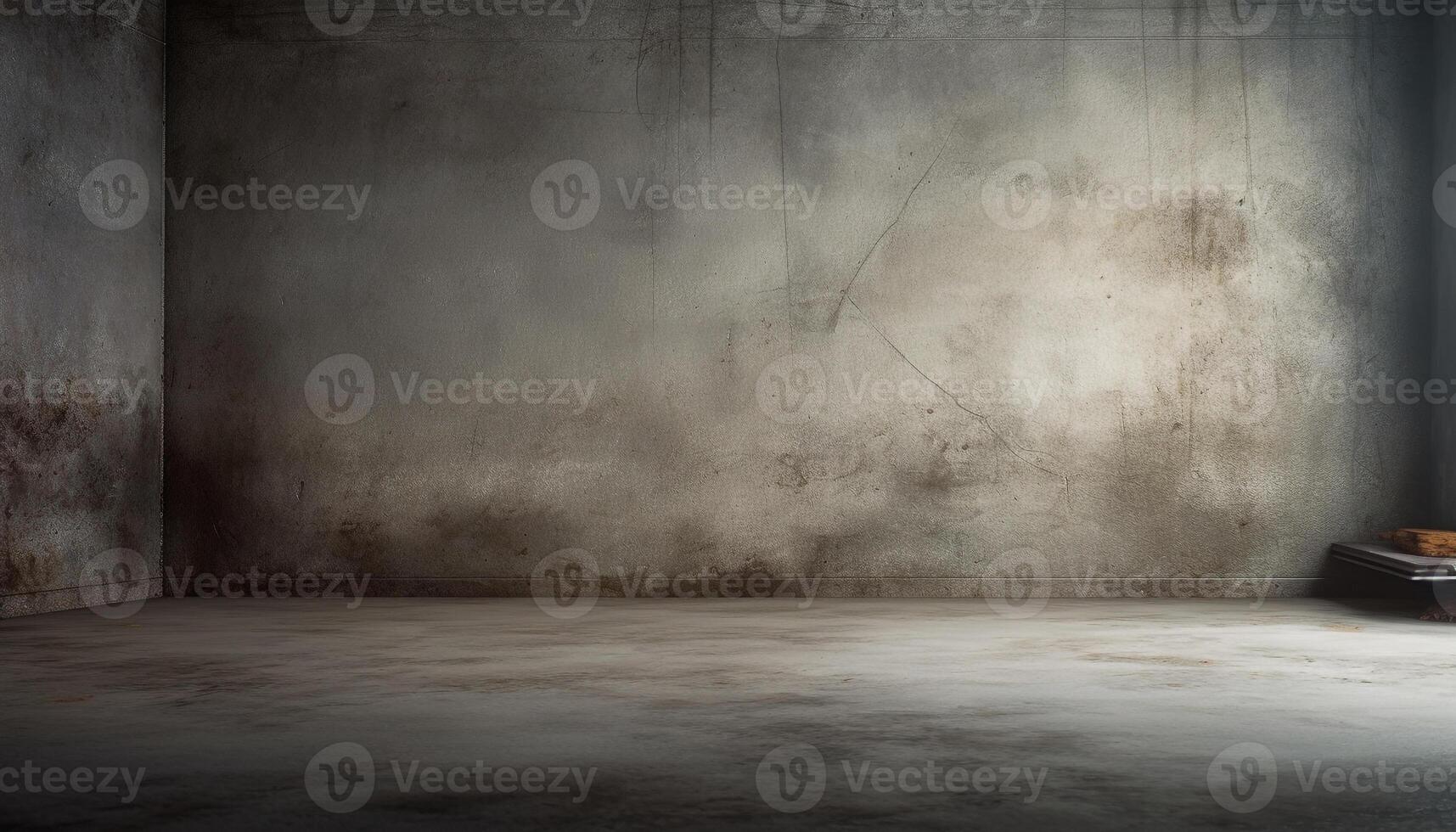 Dirty, dark concrete wall in an old, abandoned building generated by AI photo