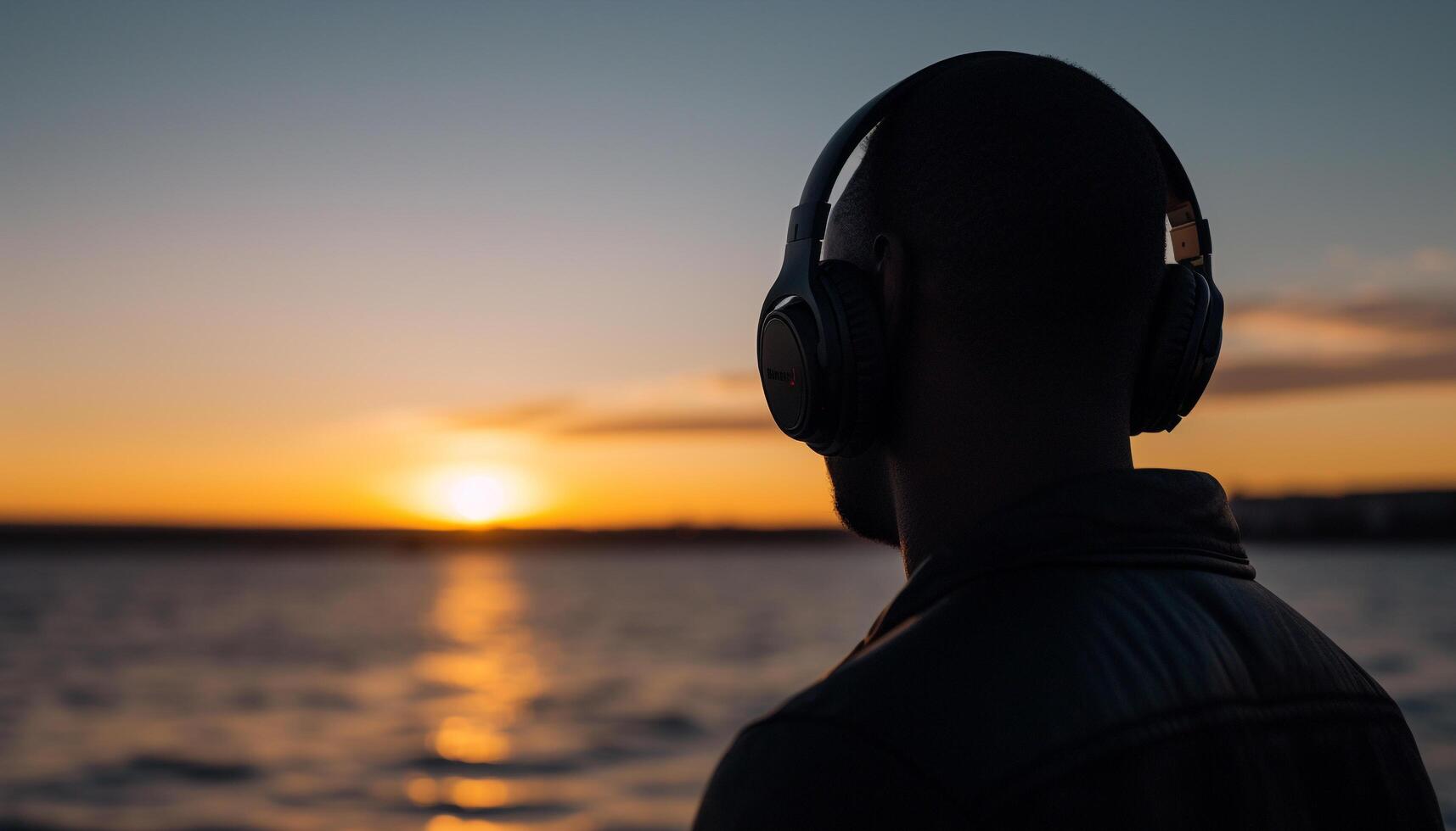 One man listening to nature serene beauty at dusk generated by AI photo