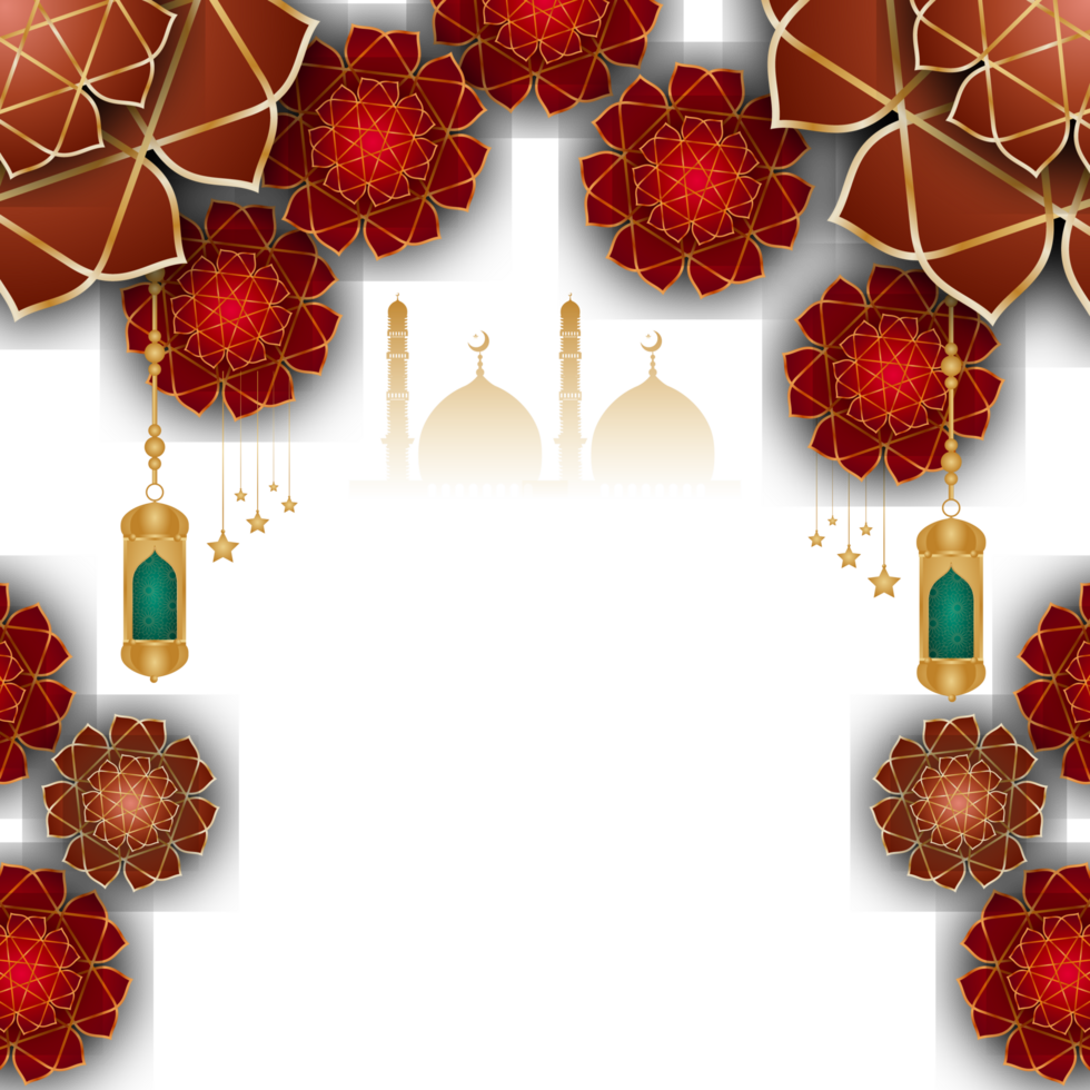 Arabic islamic ramadan kareem ornamental flyer banner with ramadhan lantern eid al fitr background png