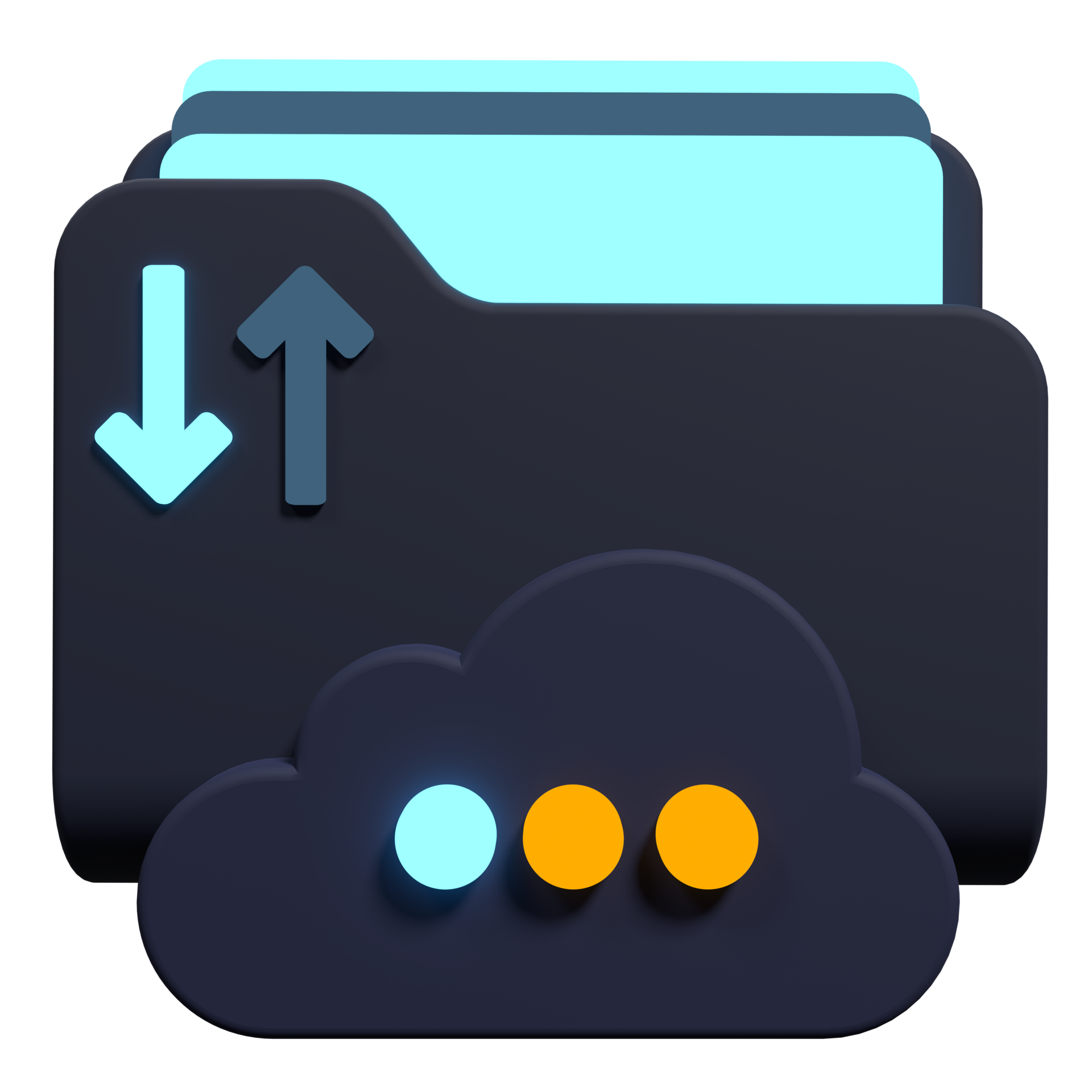 3D rendering illustration of folder icon with paper document. Simple
