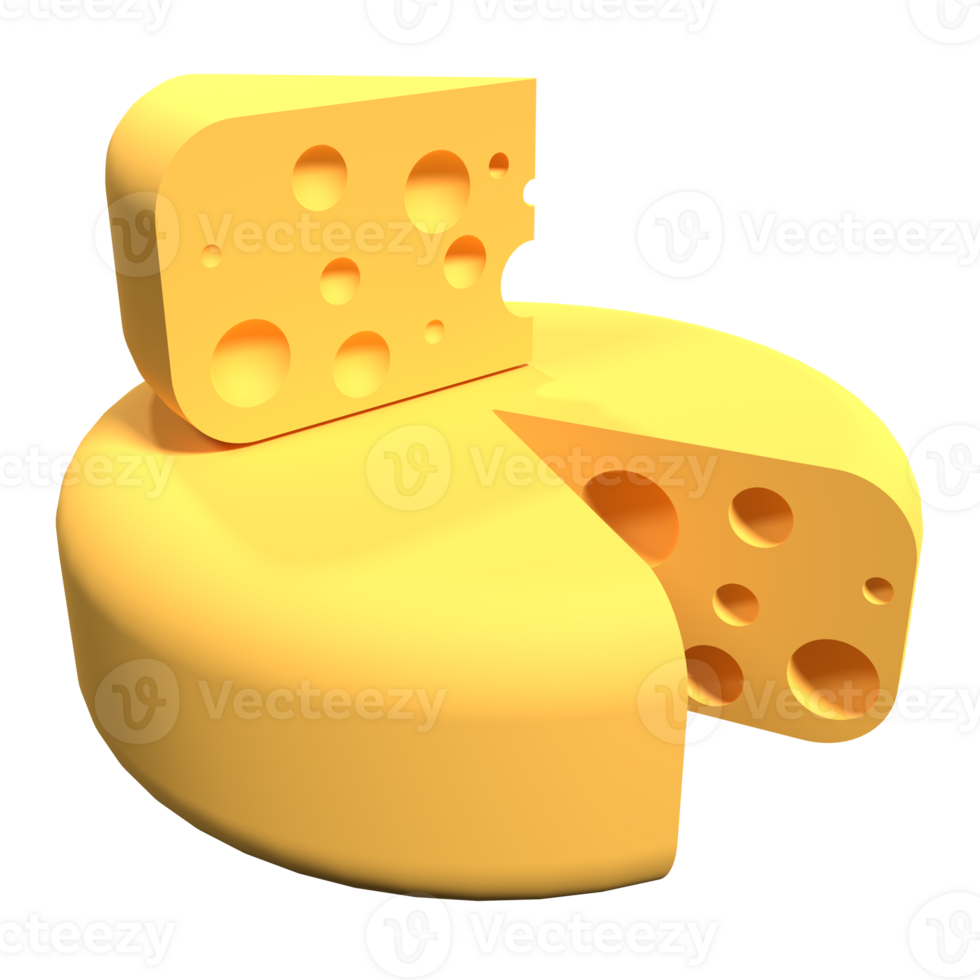 Cheese icon. 3D render of a cheese. Cheese concept. 3D rendering png