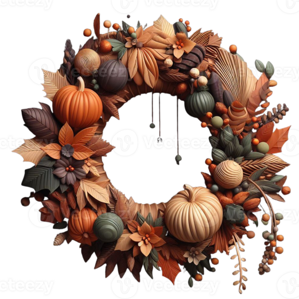Harvest Inspired Element Rustic AI Generated Wreath Decorative Element png