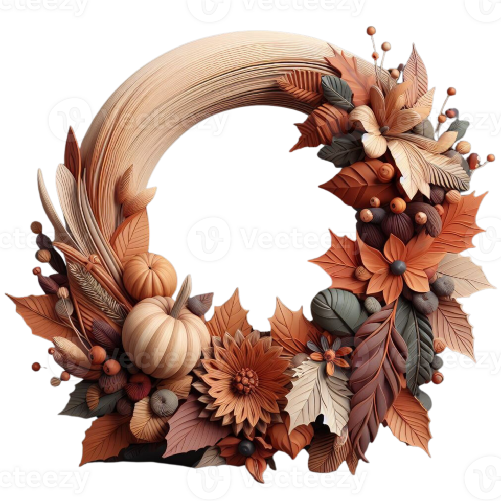 Harvest Inspired Element Rustic AI Generated Wreath Decorative Element png