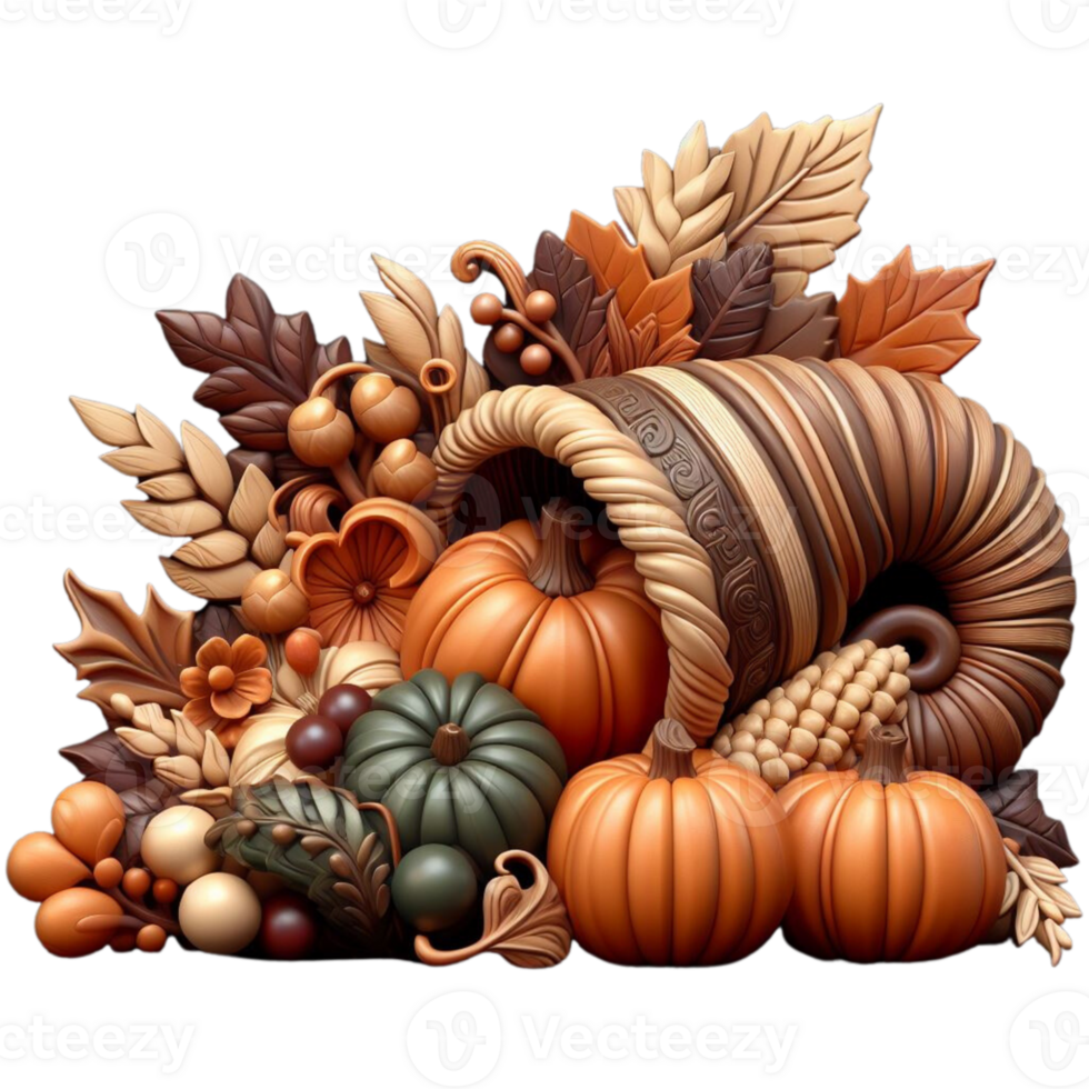 Harvest Inspired Element Rustic AI Generated Cornucopia png