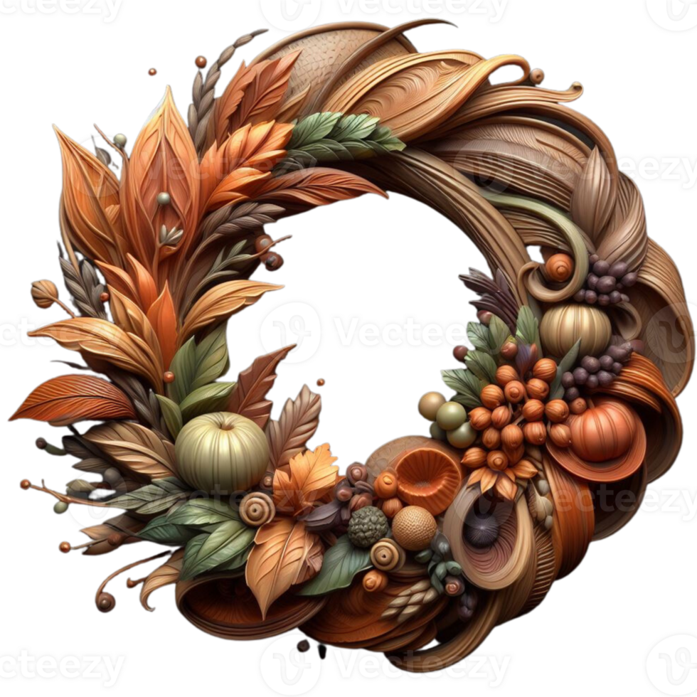 Harvest Inspired Element Rustic AI Generated Wreath Decorative Element png