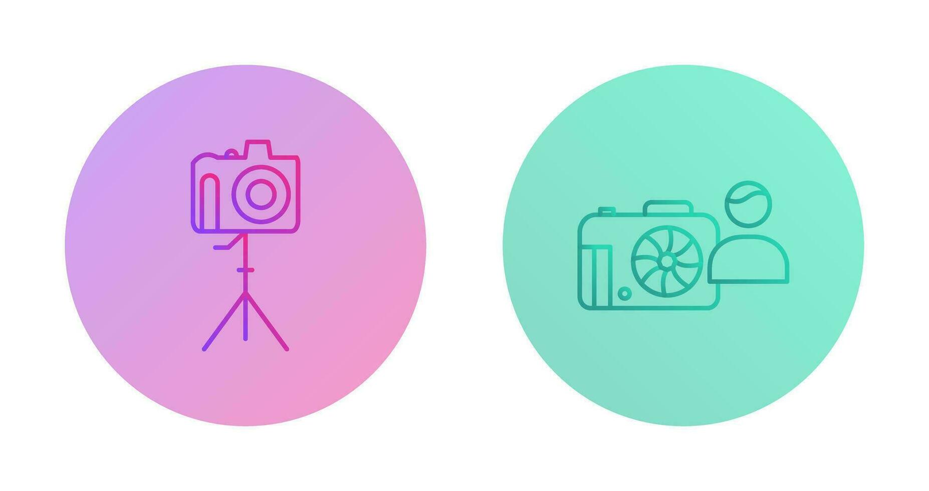 camera on stand and photographer Icon vector