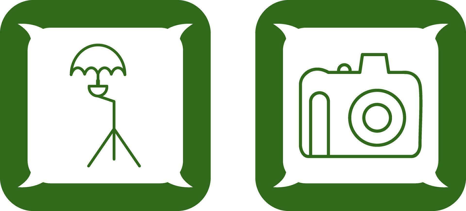 umbrella stand and dslr camera Icon vector
