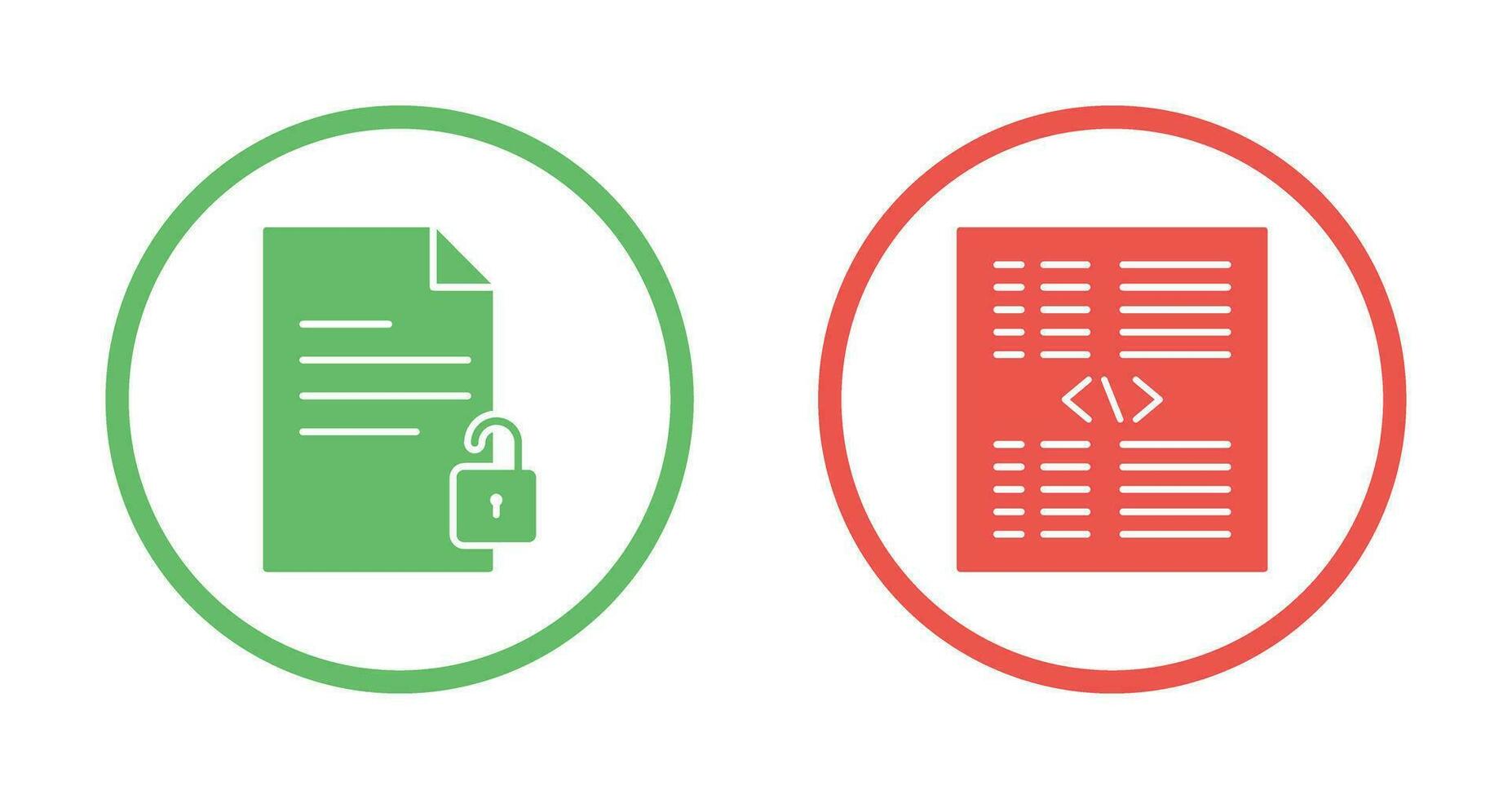 unlock document and piece of code Icon vector