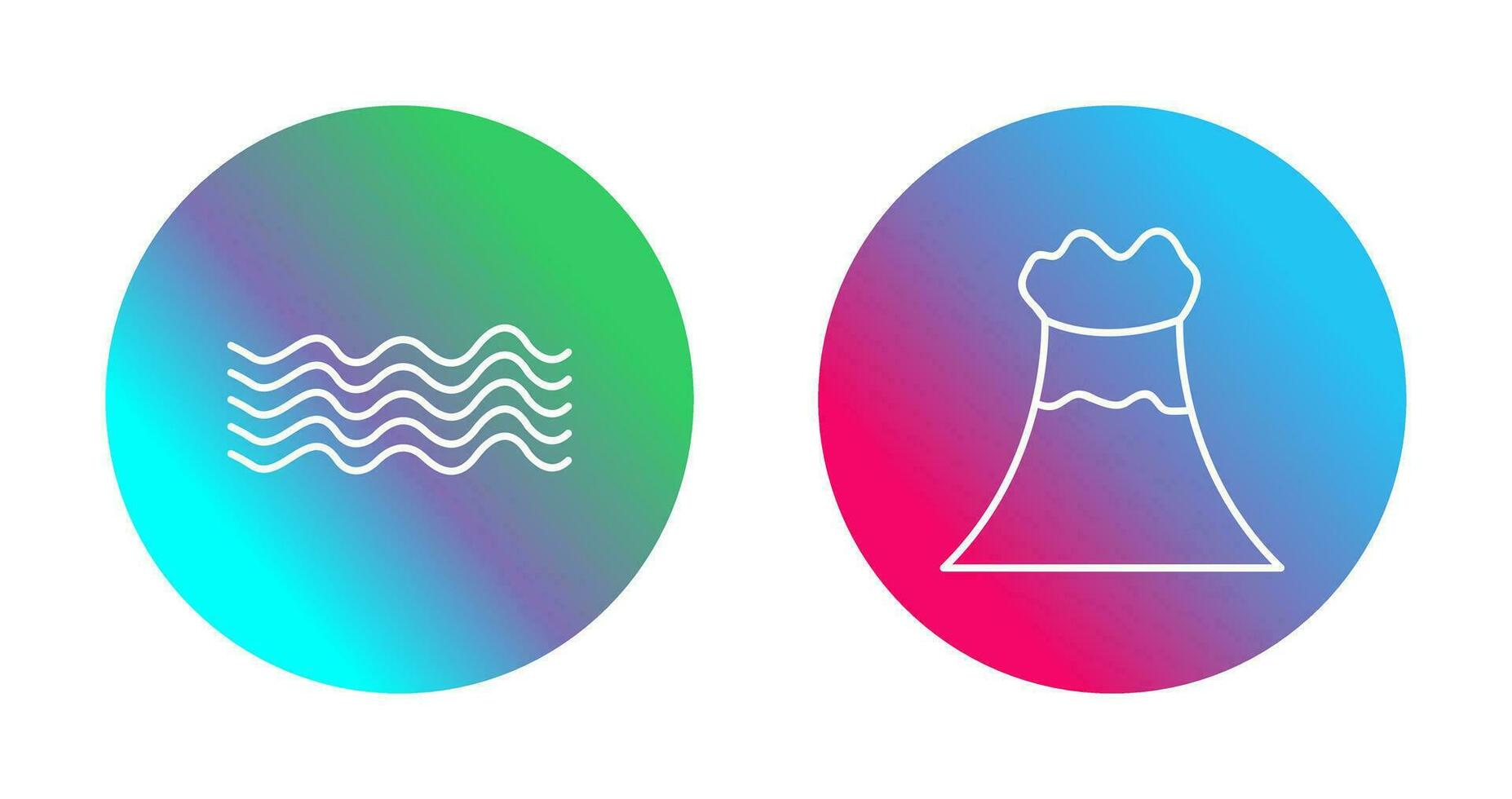 magnetic waves and volcano Icon vector