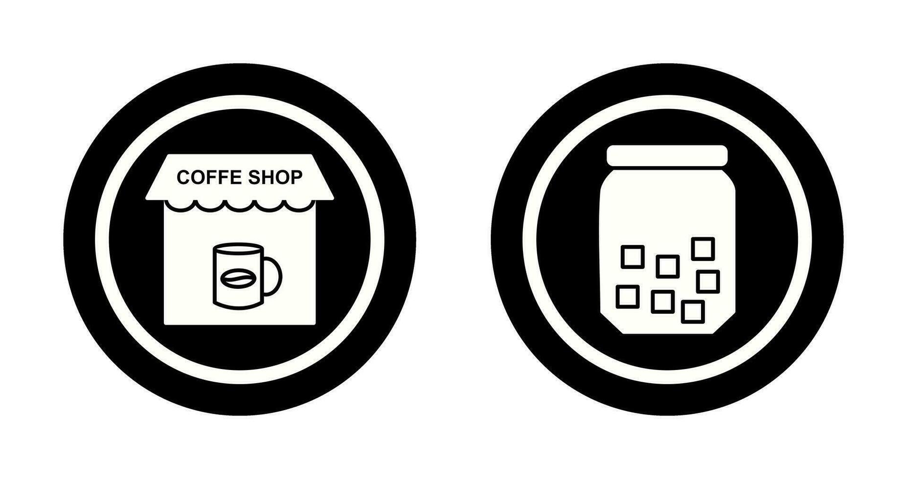 Coffee Shop And sugar Bottle  Icon vector