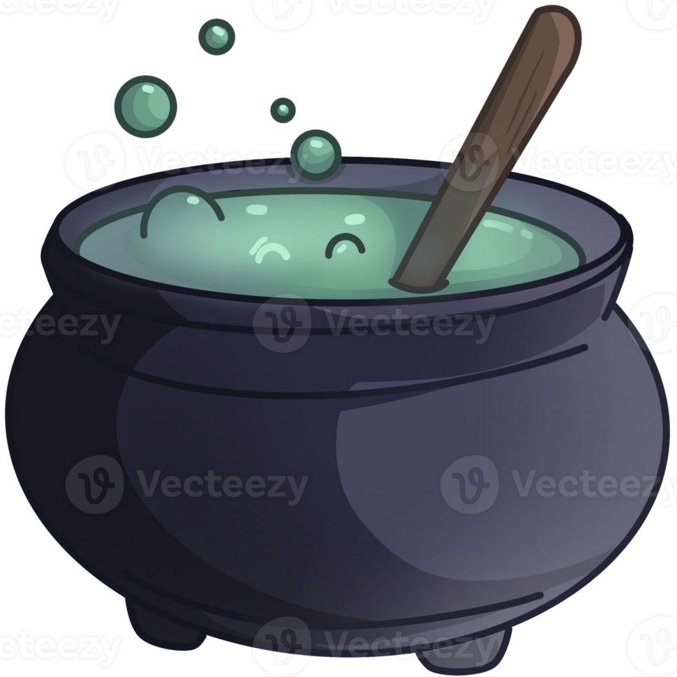 Witch cauldron with poison boils for Halloween png