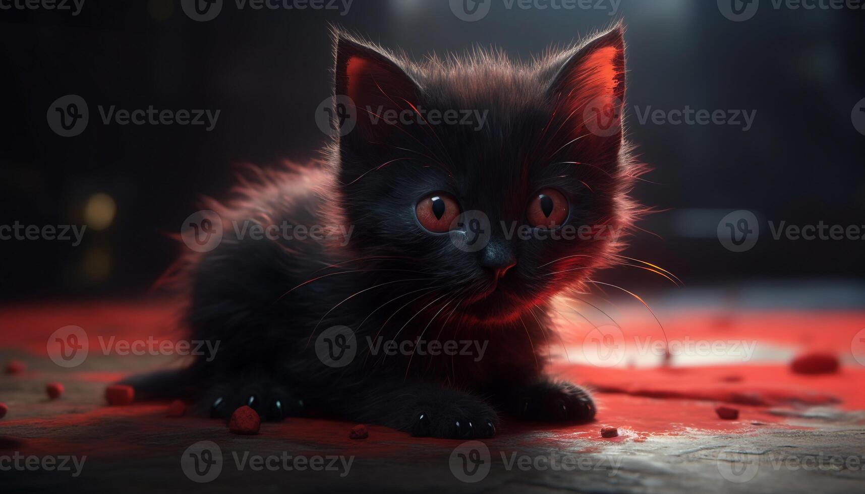 Cute kitten with blue eyes sitting, staring, and playing indoors generated by AI photo