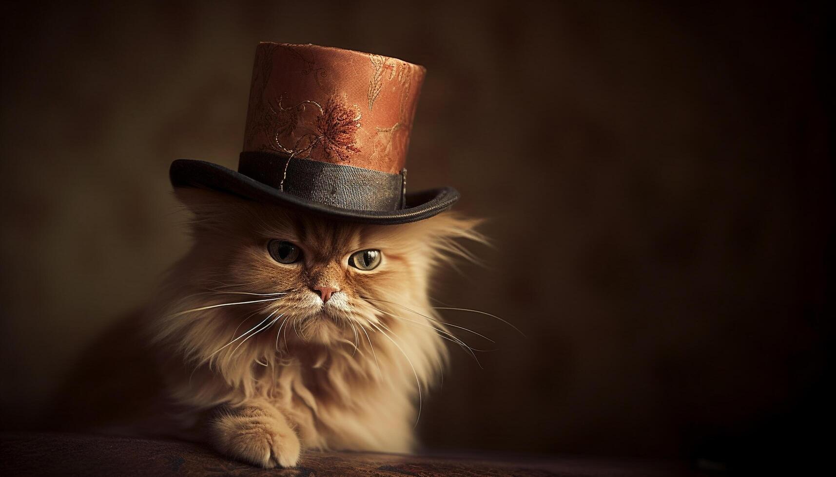 Cute kitten sitting on table, looking at camera with elegance generated by AI photo