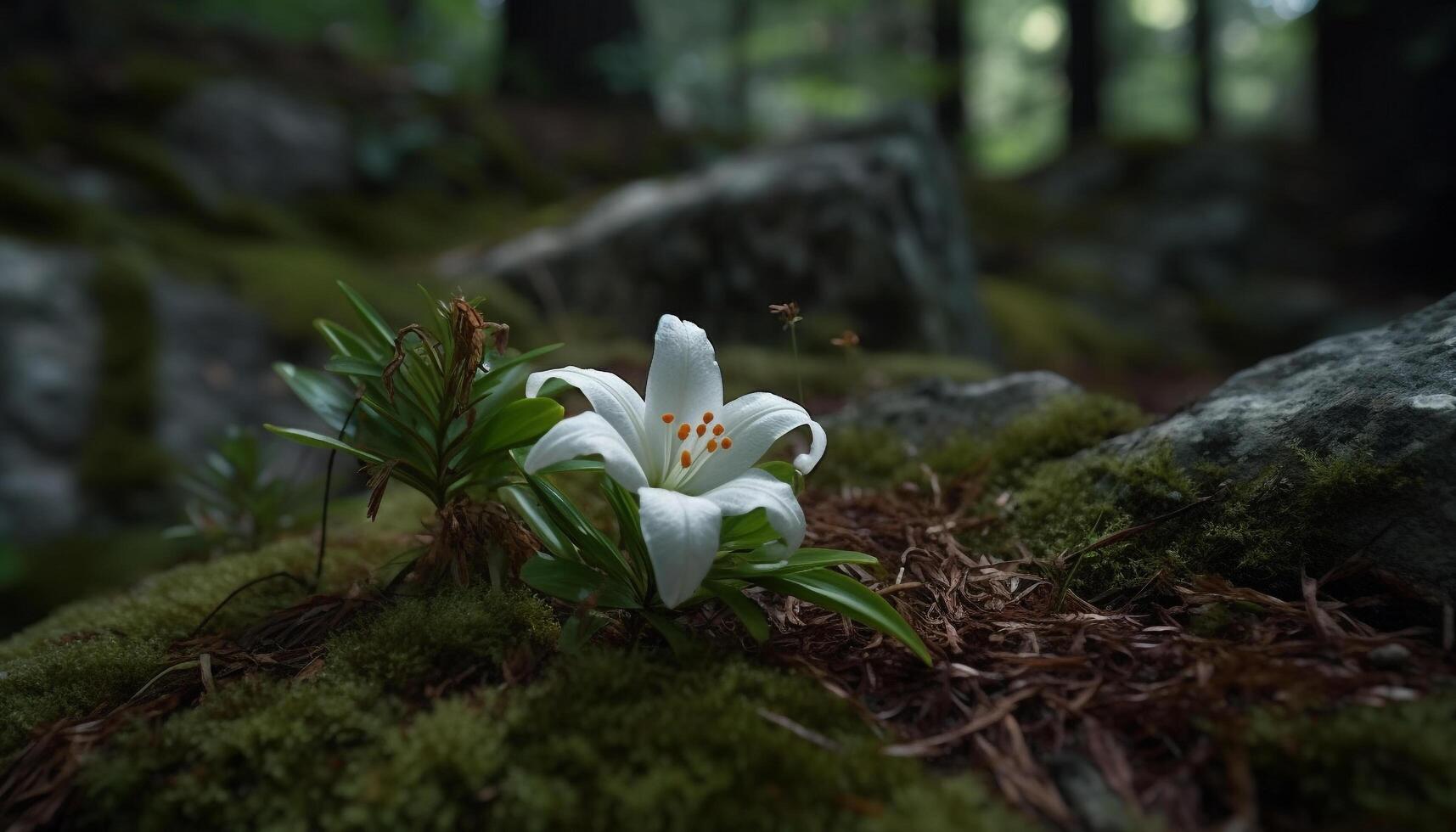 Nature beauty in a single flower, blossoming with freshness and color generated by AI photo