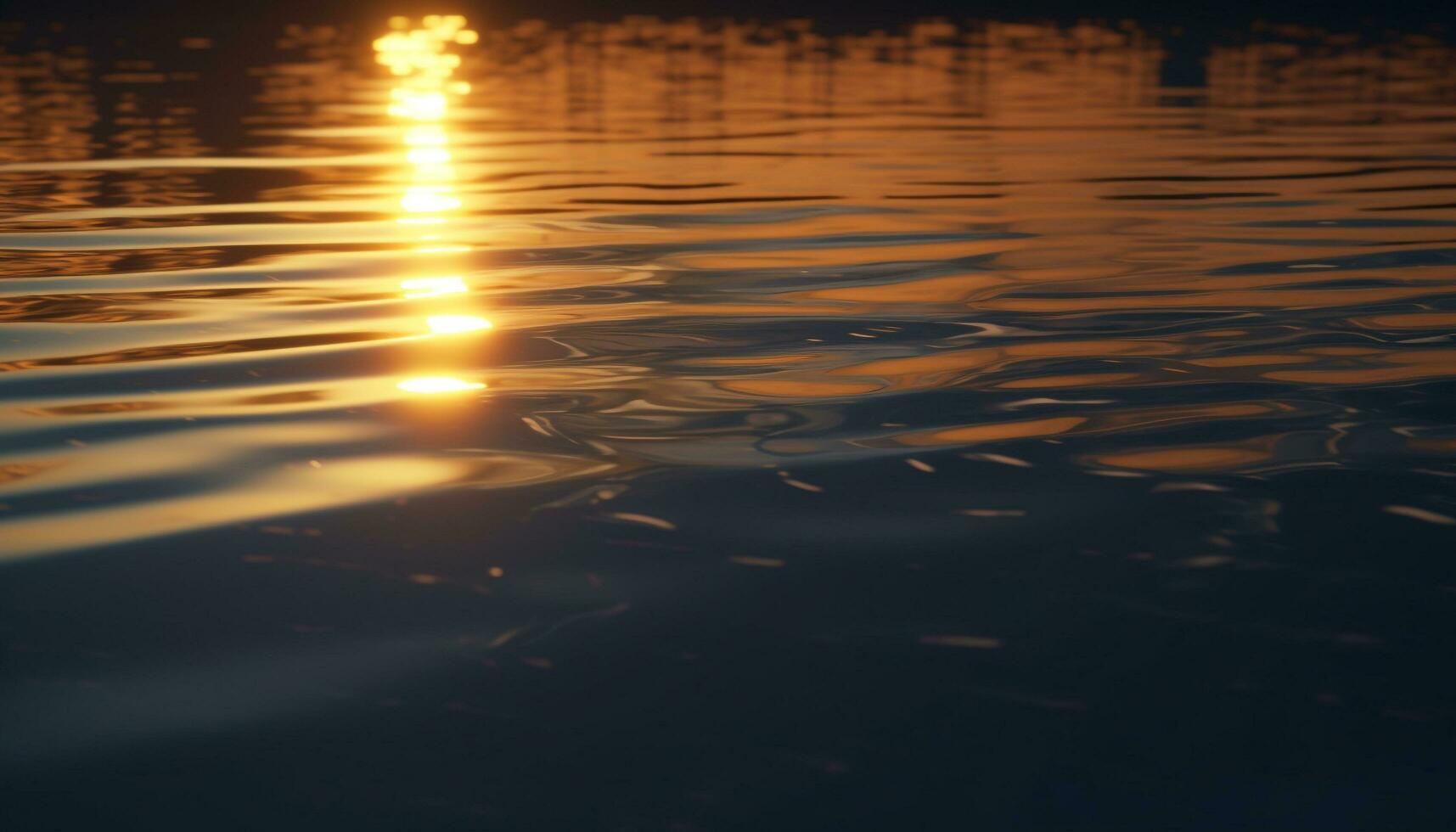Nature sunset reflection on water creates a tranquil, vibrant scene generated by AI photo