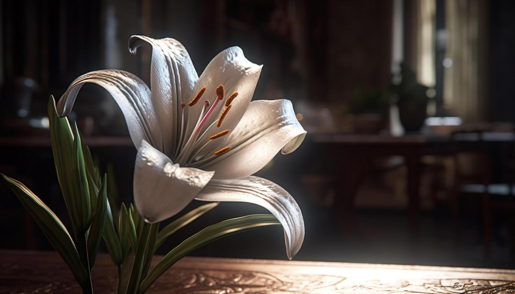 Freshness and elegance in a single flower, nature beauty indoors generated by AI photo