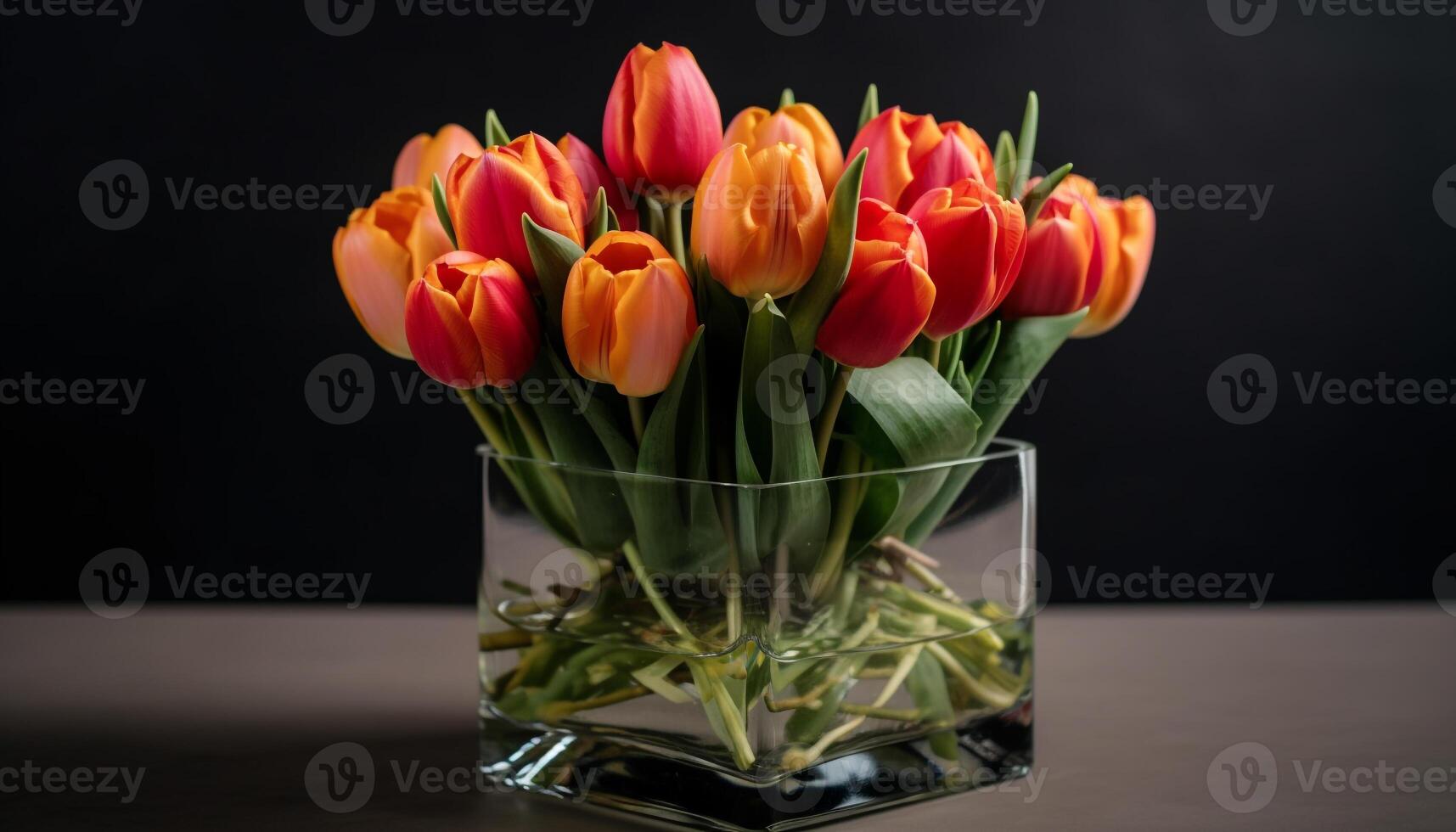 Vibrant tulip bouquet brings beauty and freshness to nature gift generated by AI photo