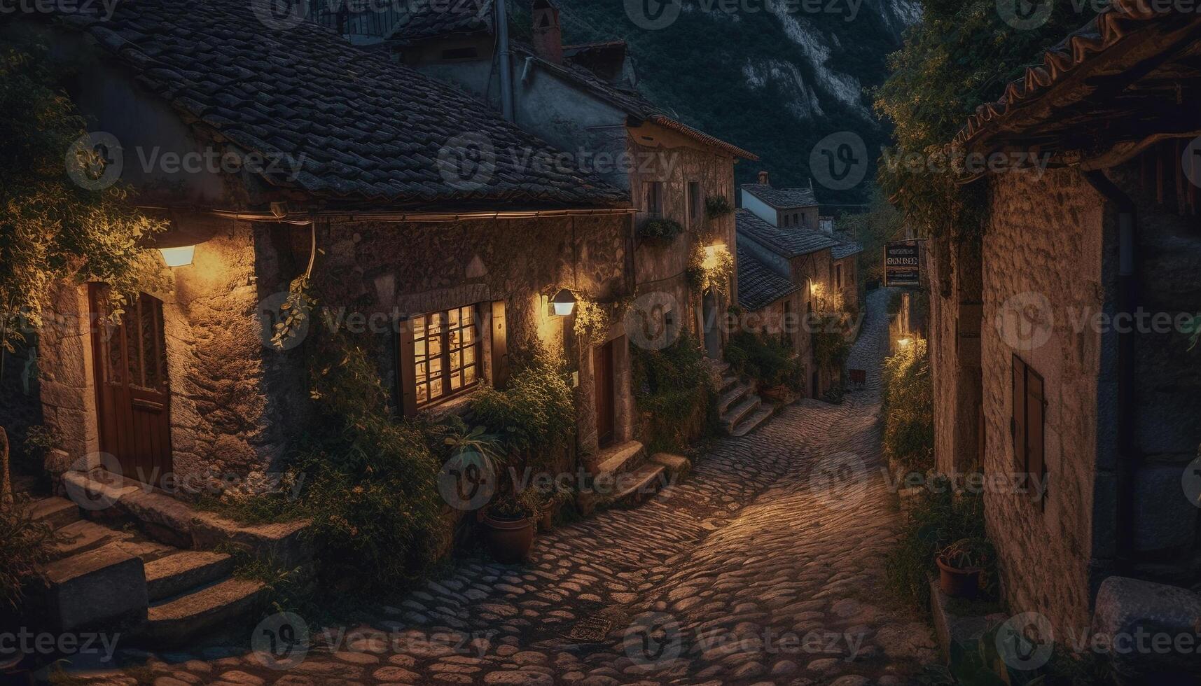 Ancient architecture illuminates the dark night, showcasing history famous destinations generated by AI photo