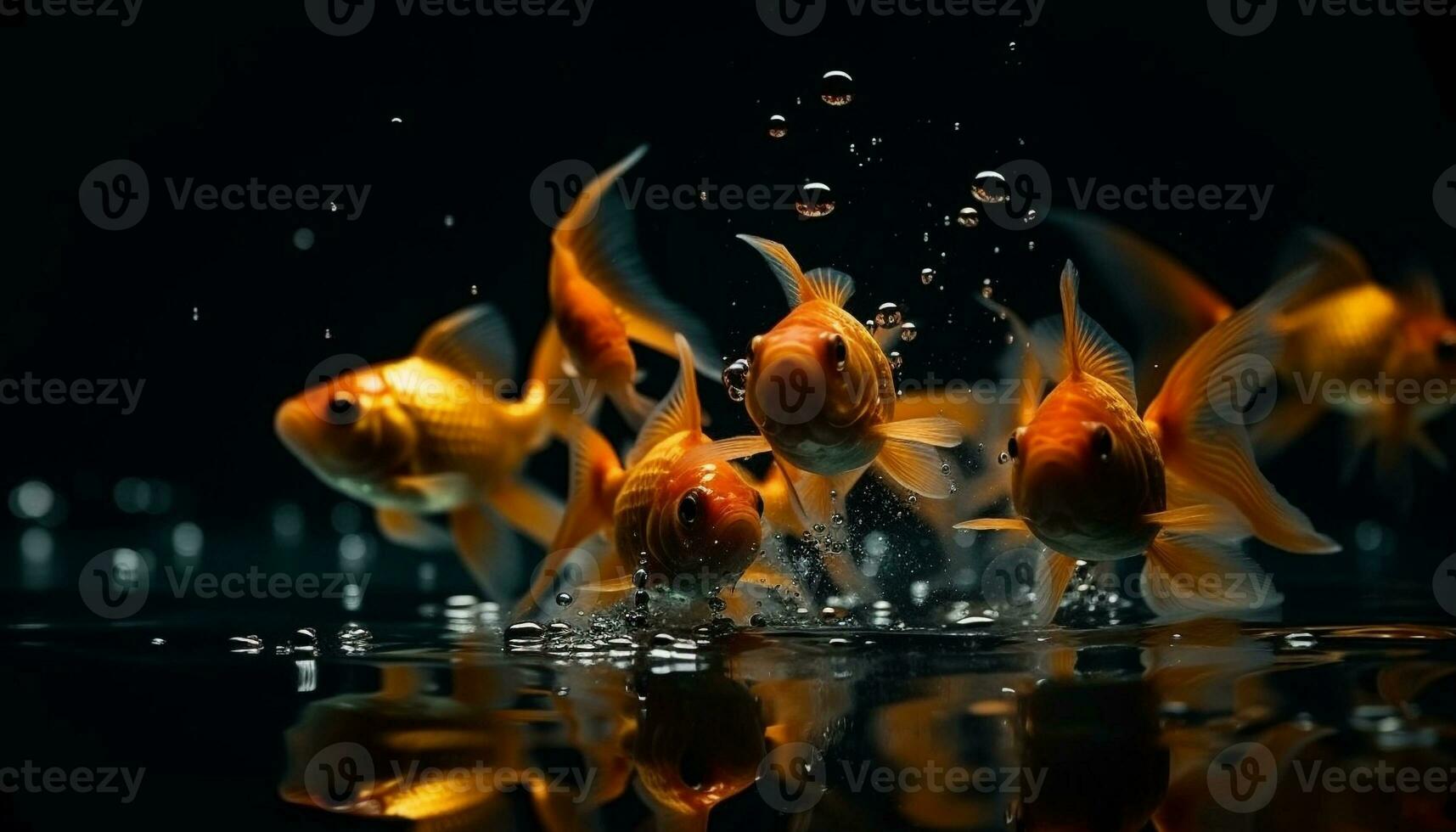 Group of colorful fish swimming in a tranquil underwater paradise generated by AI photo