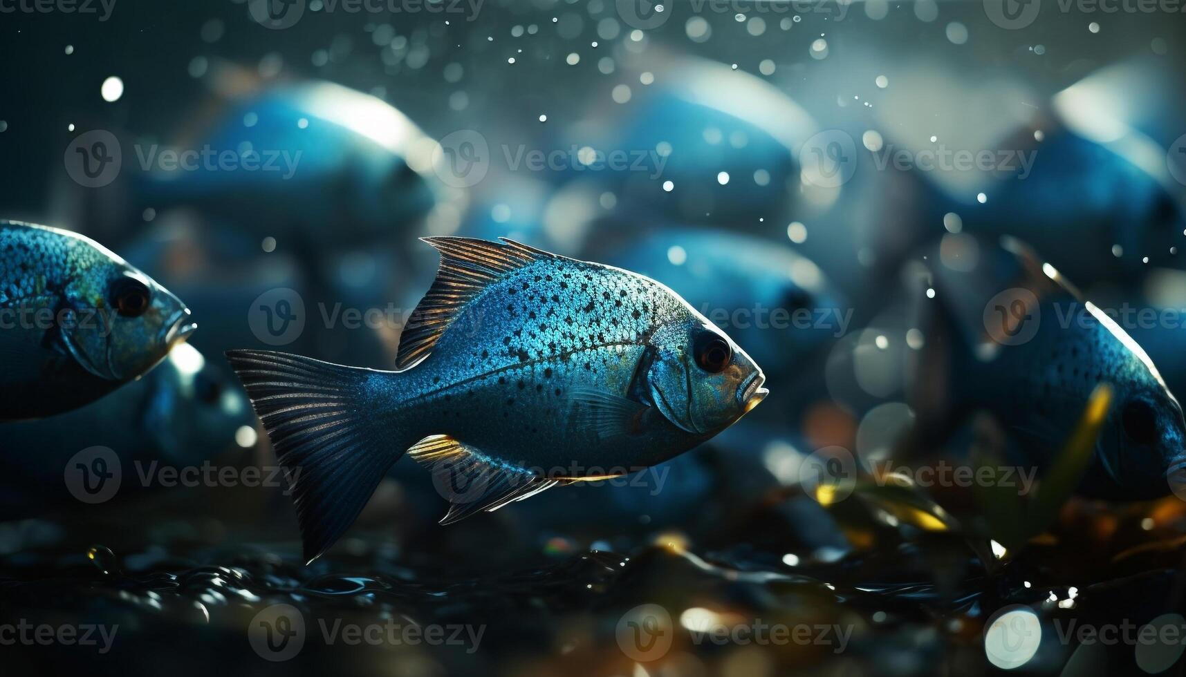 A close up of a school of colorful fish swimming underwater generated by AI photo