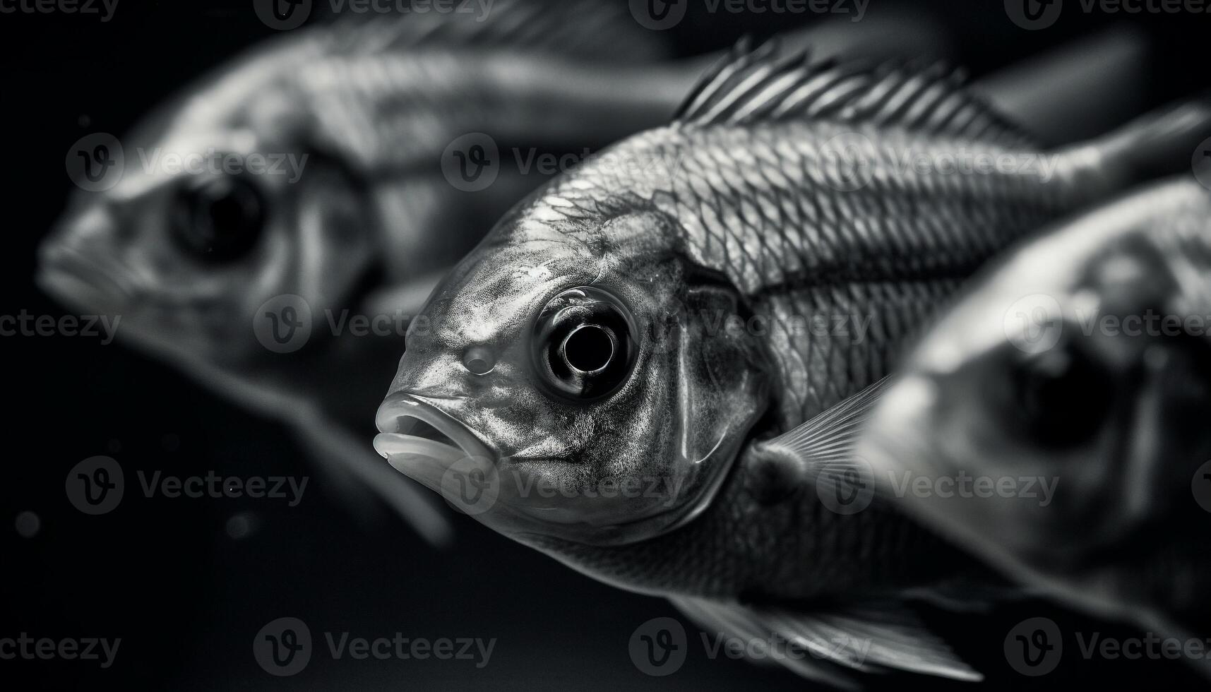 Freshwater carp, a single object, caught in motion underwater generated by AI photo