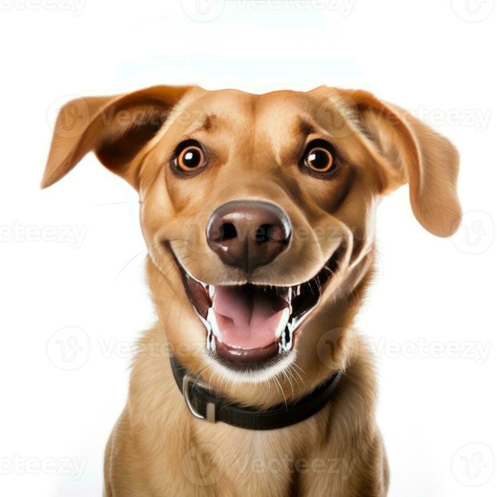 dog smiling face, isolated on white background photo