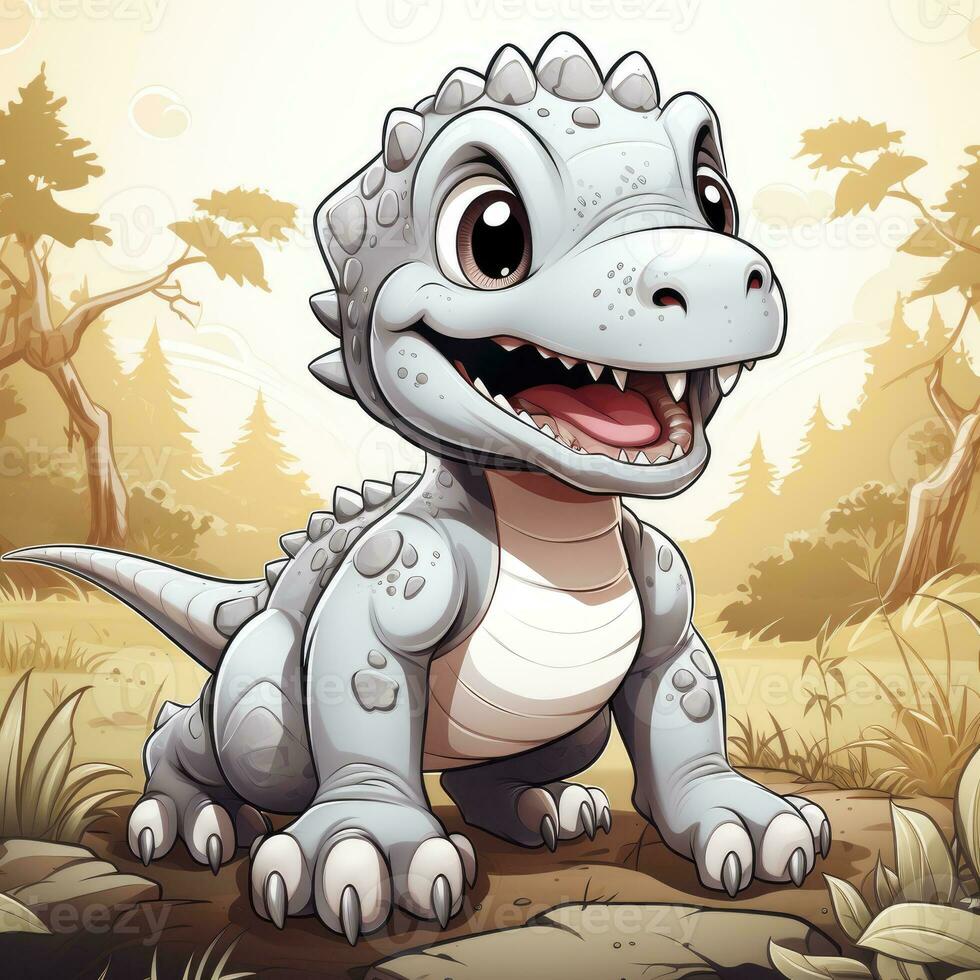linda dibujos animados bebé dinosaurio foto