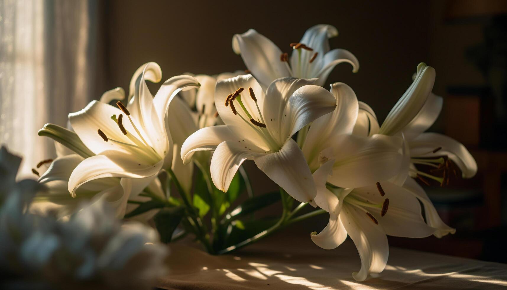A beautiful bouquet of fresh, yellow flowers brings summer romance generated by AI photo