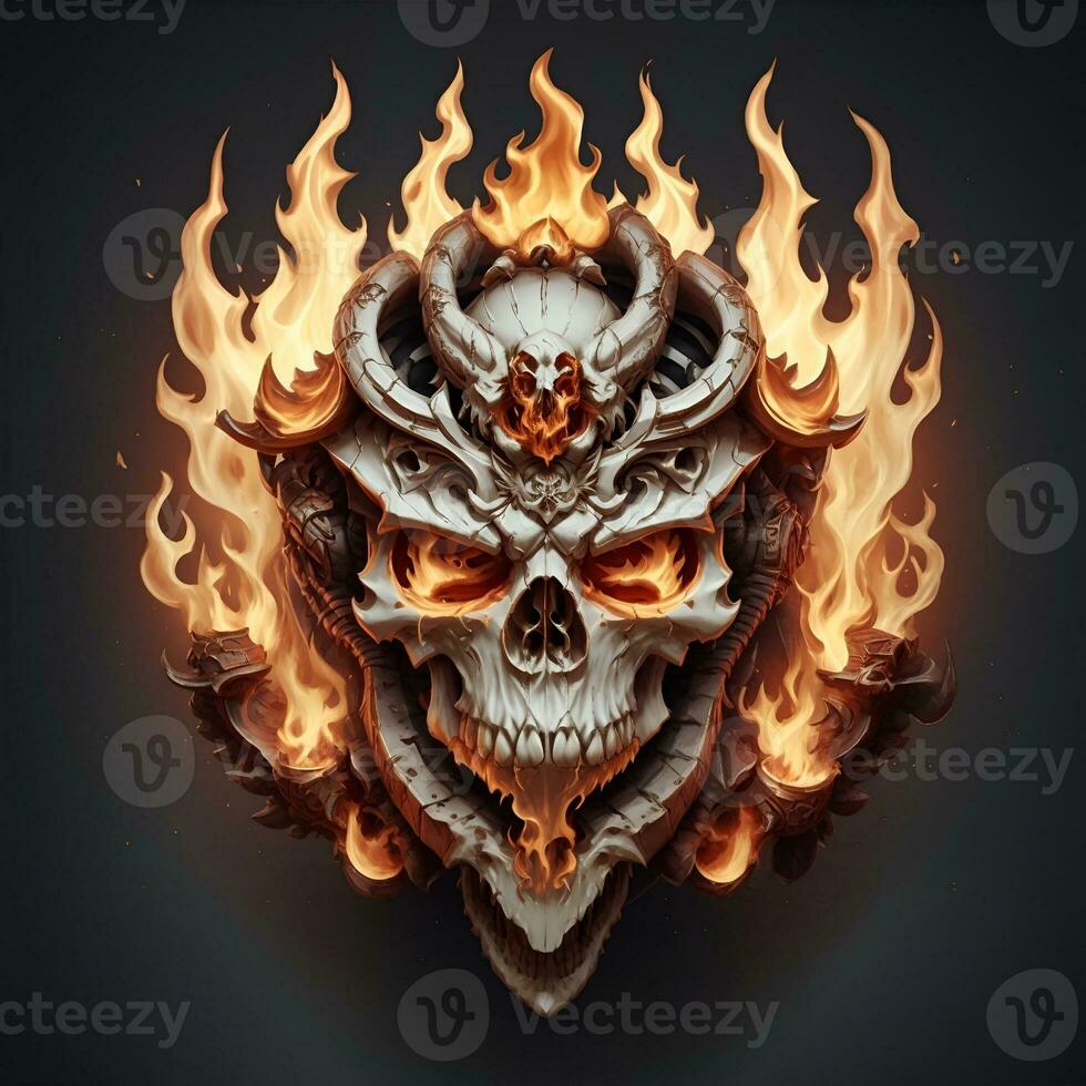 head skull fire mascot and esport gaming logo, AI generated photo