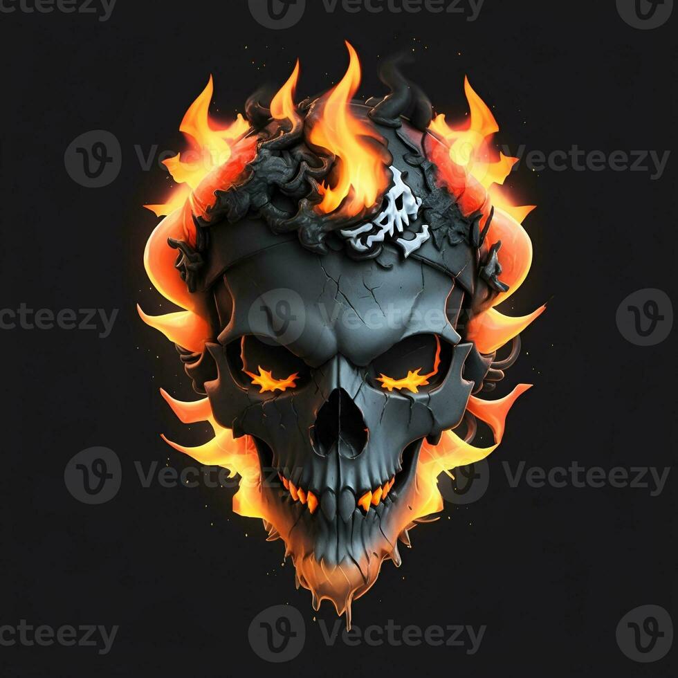 head skull fire mascot and esport gaming logo, AI generated photo