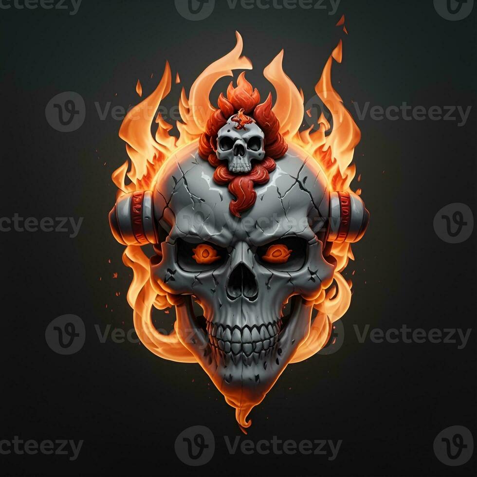 head skull fire mascot and esport gaming logo, AI generated photo