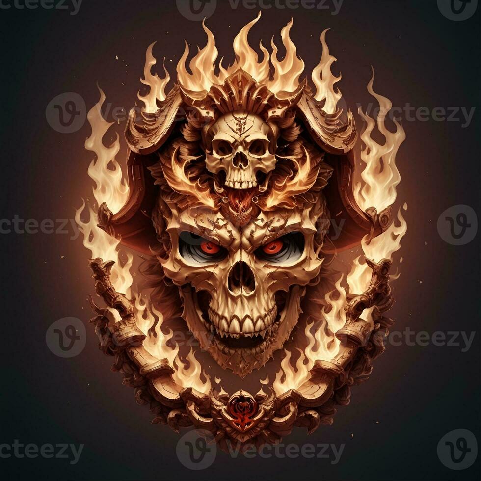 head skull fire mascot and esport gaming logo, AI generated photo